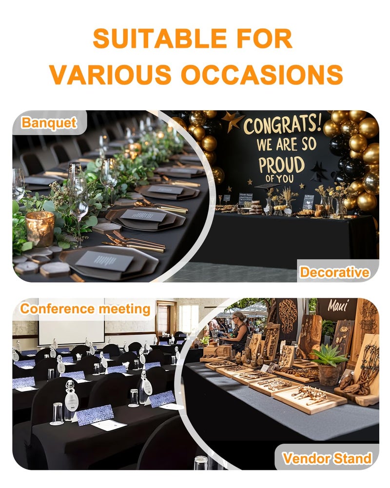 SEPARO Spandex Table Cover 2 Pack 6FT Black Fitted Tablecloths,Washable Wrinkle Resistant Stretch Table Cloth Rectangle for Vendor Booth Display Items,Party Supplies for Adults,Wedding Decorations,Banquet - Image 3